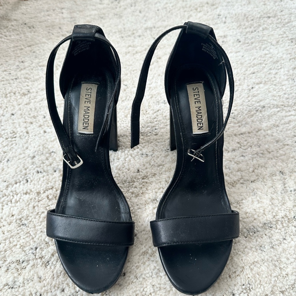 Steve Madden Black Heels with Ankle Strap and Platform